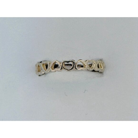 Sterling Silver 925 Open Heart Band Ring, Size 9.25, 925 Estate Jewelry - Picture 2 of 8
